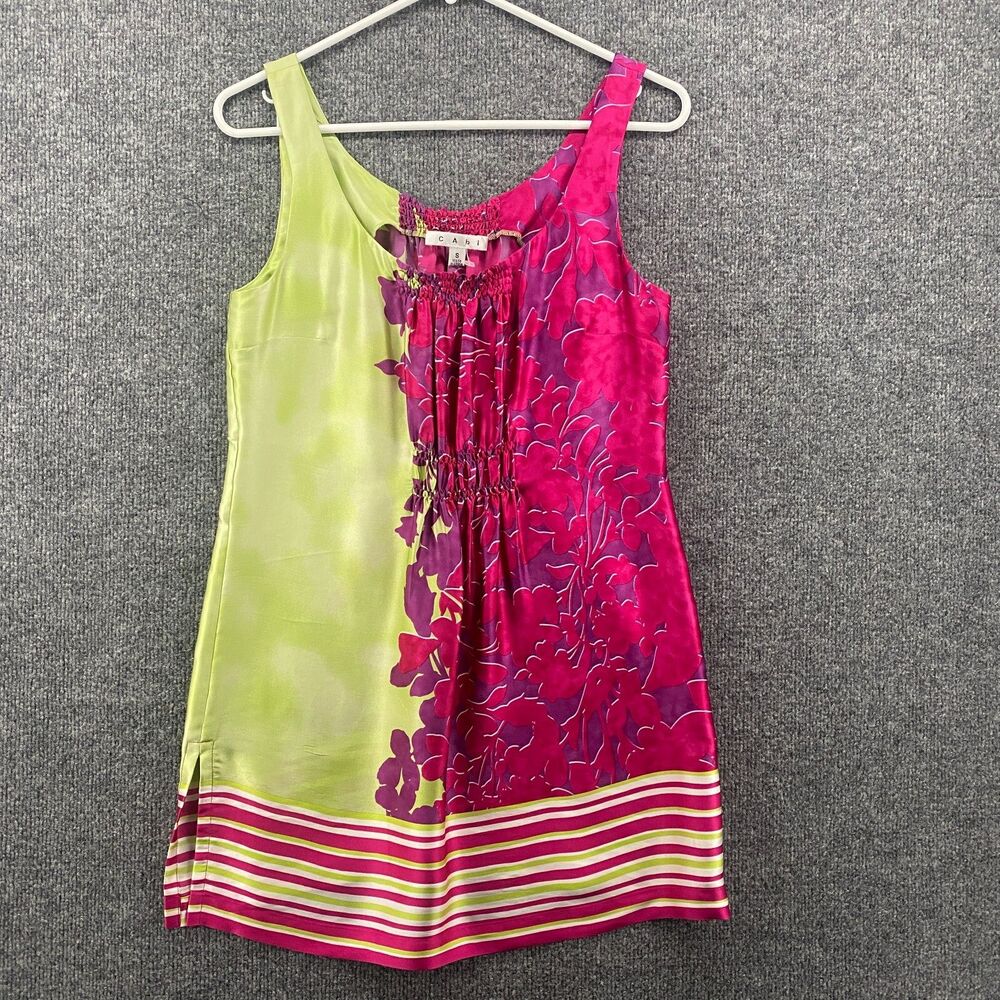 Cabi Y2K Blouse Top Womens S Pink Silk Tunic Sleeveless‎ Artsy Art to Wear 90s